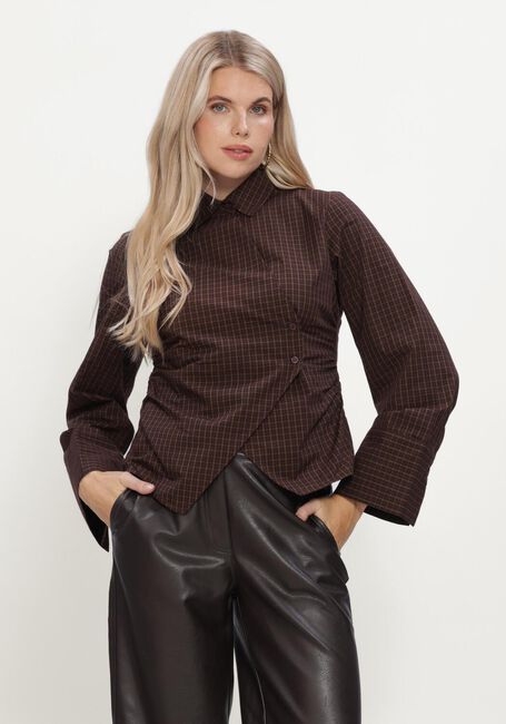 NEO NOIR Haut FENLI SMALL CHECK SHIRT en marron - large