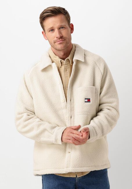 Witte TOMMY JEANS Jack TJM XS BADGE TEDDY OVERSHIRT - large