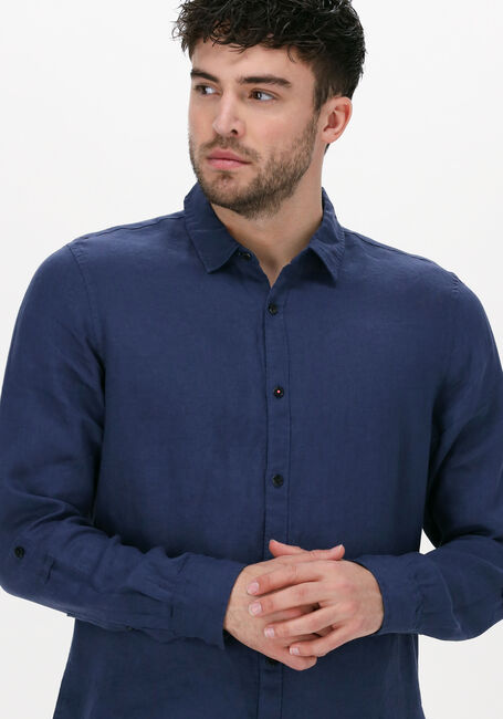 Donkerblauwe SCOTCH & SODA Casual overhemd REGULAR FIT GARMENT-DYED LINEN SHIRT - large