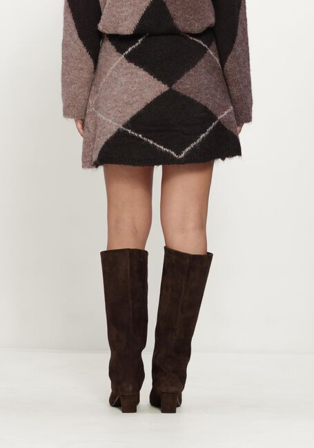 NEO NOIR Mini-jupe GISA CHECK FLUFF KNIT SKIRT en marron - large