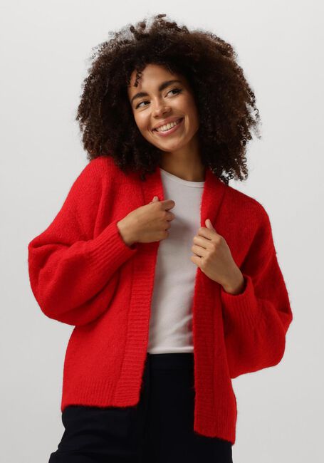 SUMMUM Gilet PUFF SLEEVE CARDIGAN COZY MELANGE KNIT en rouge - large
