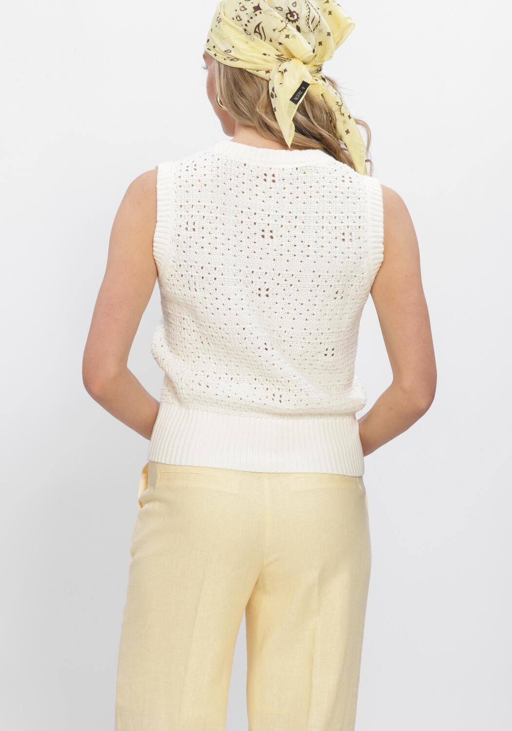 SELECTED WOMEN Haut SLFKARLA SL KNIT U-NECK TOP en beige - large