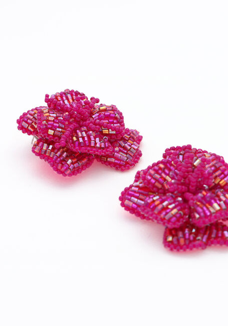 Fuchsia PAULIE POCKET Sieraad BEADED BLOOM EARRINGS - large