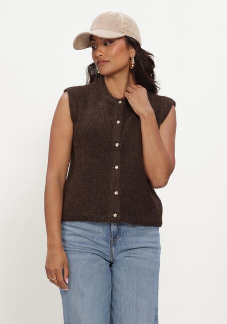 OBJECT Pull OBJSAGGIA RE KNIT VEST CARDIGAN NOOS en marron - large