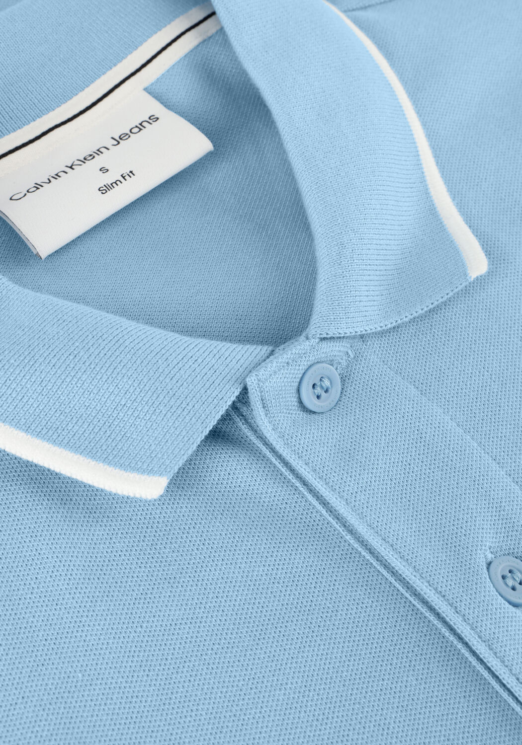 CALVIN KLEIN Polo TIPPING SLIM POLO Bleu clair - large