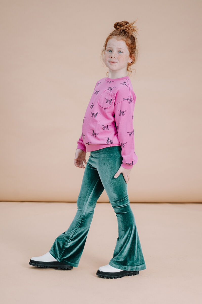 Sproet & Sprout Pantalon &eacute;vas&eacute; FLARE PANTS VELVET en vert - large
