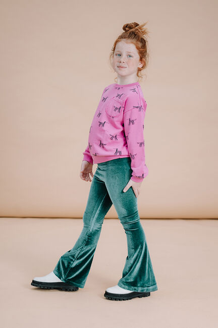 Sproet & Sprout Pantalon évasé FLARE PANTS VELVET en vert - large