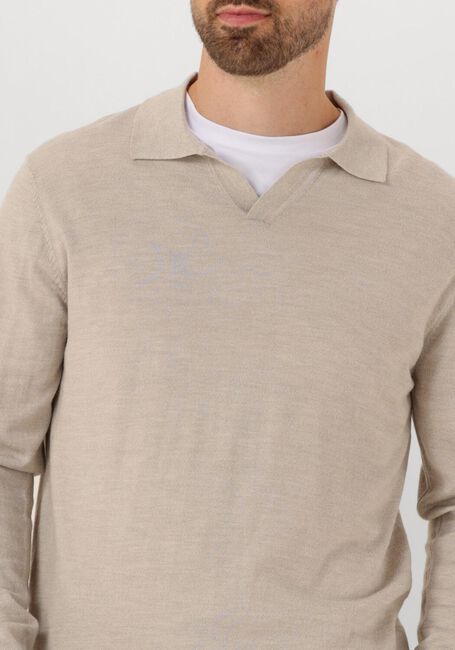 PROFUOMO Polo POLO OPEN COLLAR LS MERINO en beige - large