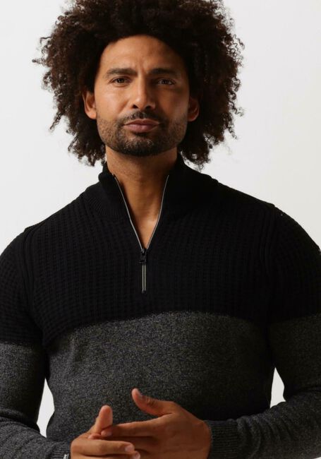 Zwarte VANGUARD Trui HALF ZIP COLLAR COTTON GRINDLE - large