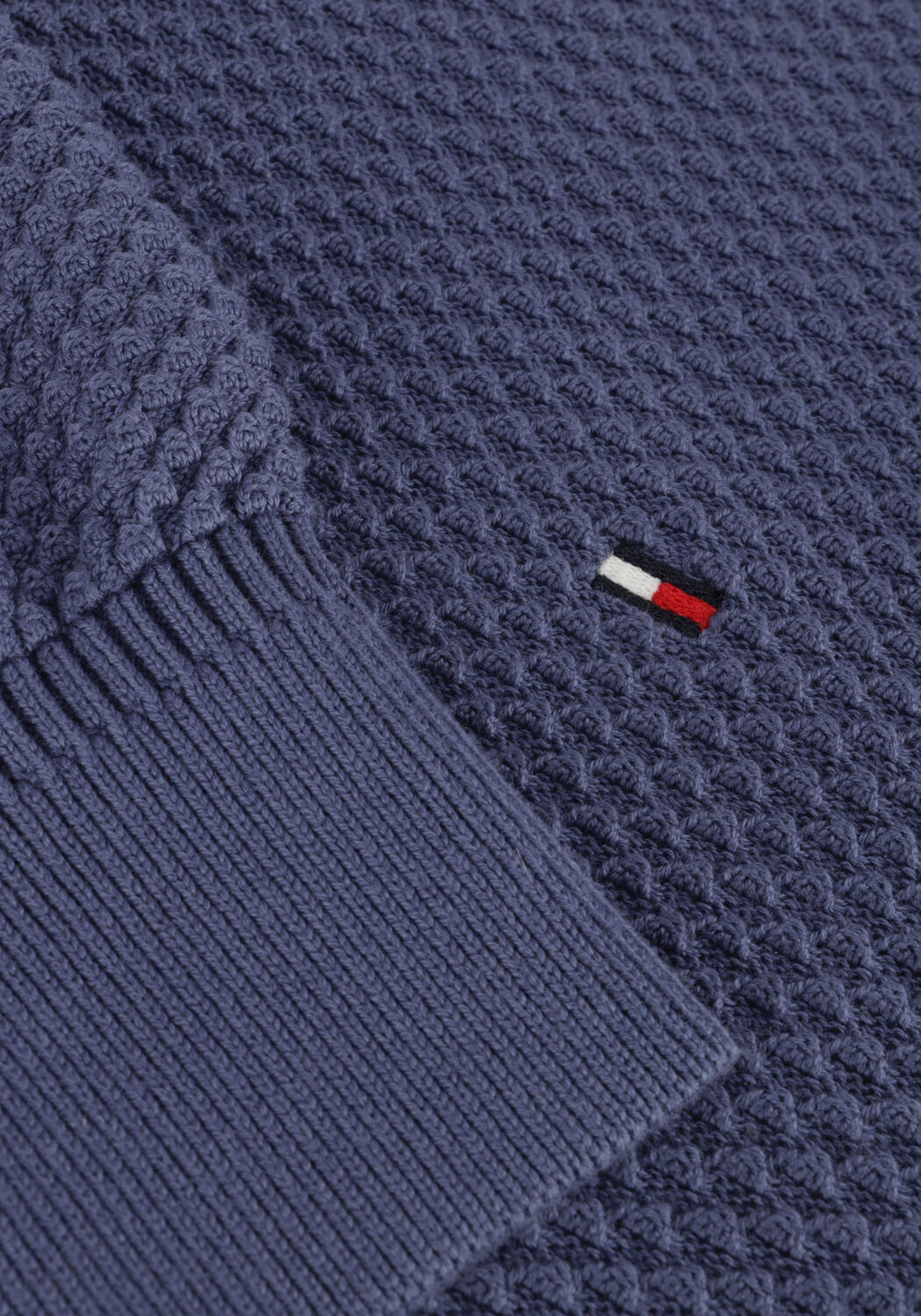 TOMMY HILFIGER Pull OVAL STRUCTURE ZIP MOCK en bleu - large