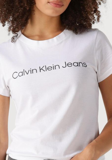 CALVIN KLEIN T-shirt CORE INSTIT LOGO SLIM FIT TEE en blanc - large