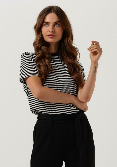 Zwarte SELECTED FEMME T-shirt SLFMY PERFECT SS TEE BOX CUT-STRI B - large