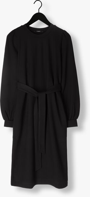 JANSEN AMSTERDAM Robe midi HV595 DRESS STRAIGHT WITH BELT en noir - large