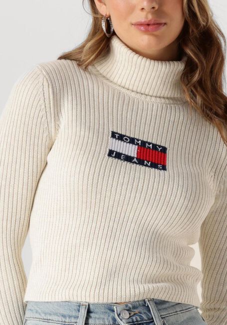Beige TOMMY JEANS Coltrui TJW MELANGE TRTLNCK FLAG SWEATER - large