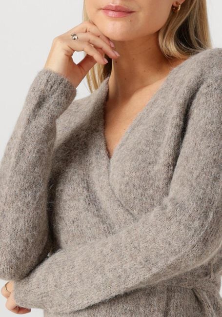 Taupe SELECTED WOMEN Trui SLFGABELLA LS KNIT BELT CARDIGAN - large