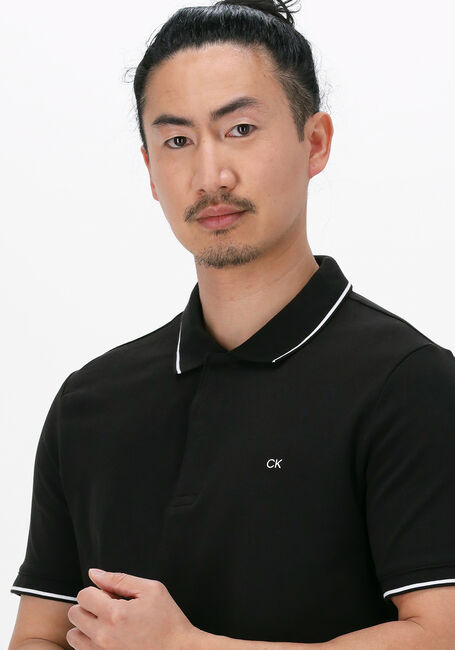 CALVIN KLEIN Polo STRETCH PIQUE TIPPING SLIM POLO en noir - large