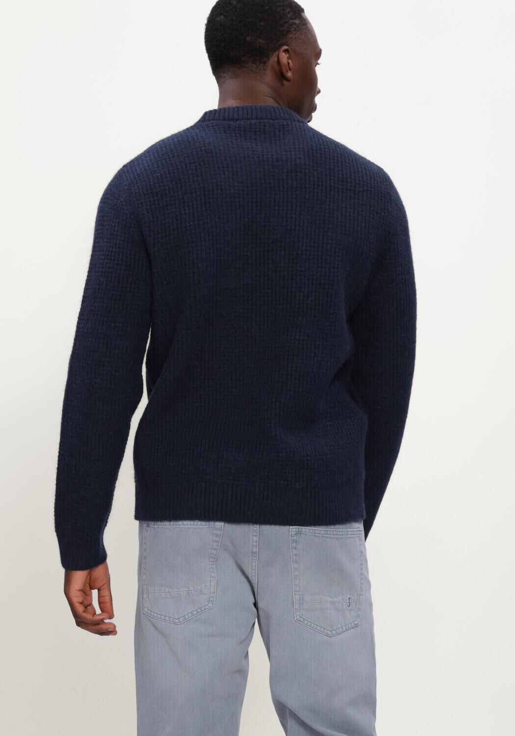 SELECTED MEN Pull SLMRAI LS KNIT WAFFLE CREW NECK Bleu fonc&eacute; - large