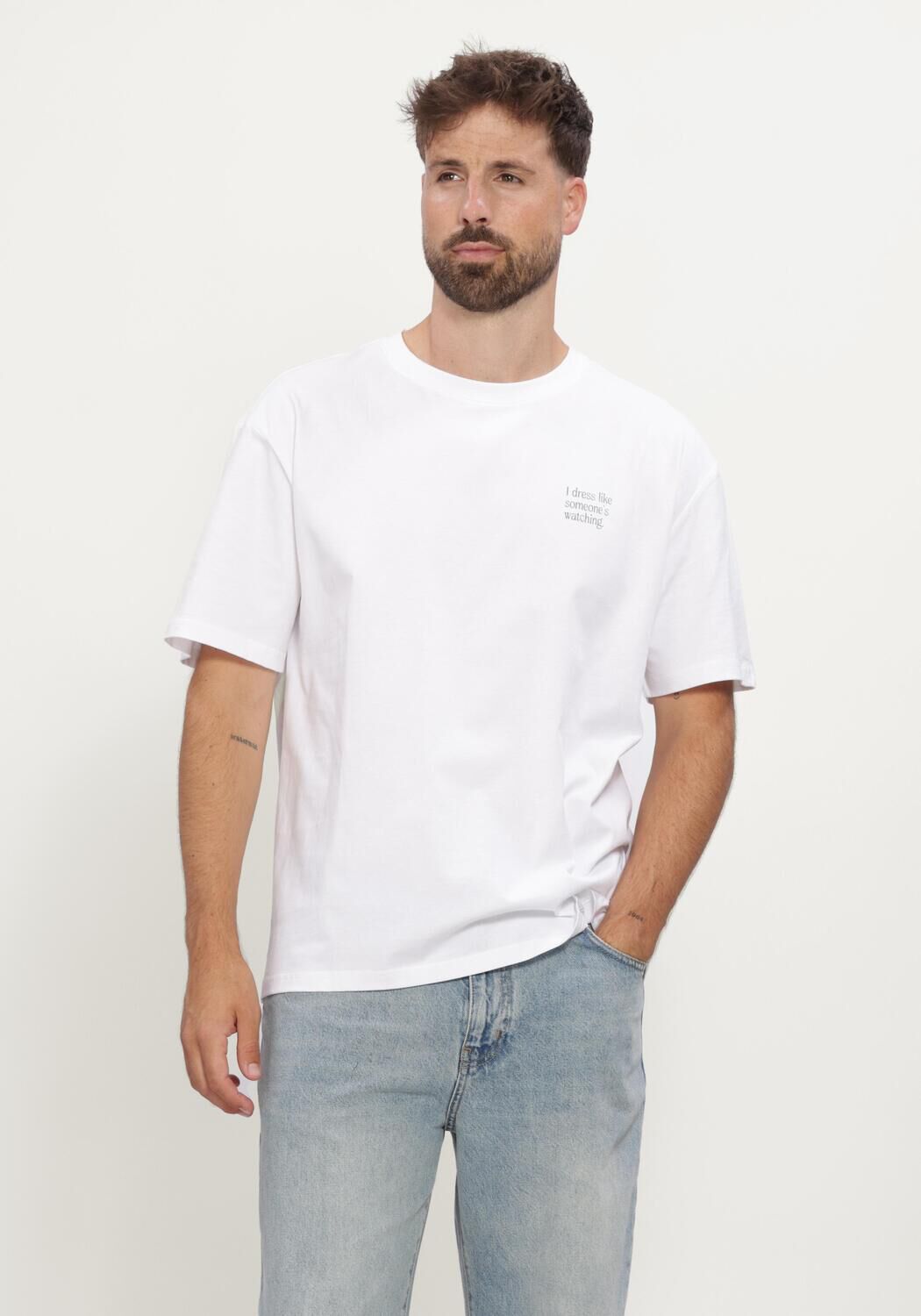 Witte ANERKJENDT T-shirt AKVILLADS HAVE A NICE DAY TEE - large