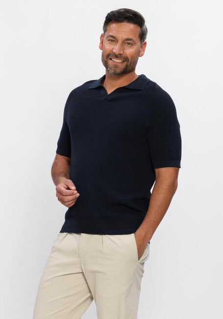 PROFUOMO Polo POLO OPEN COLLAR RIB Bleu fonc&eacute; - large