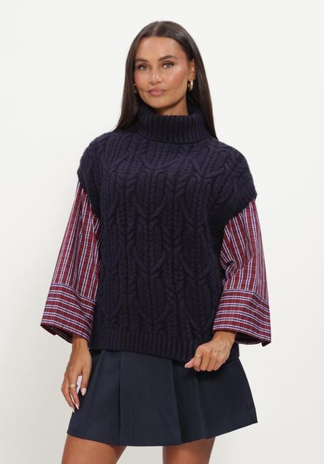 CO'COUTURE Spencer ROWCC OVERSIZE CABLE KNIT VEST Bleu fonc&eacute; - large
