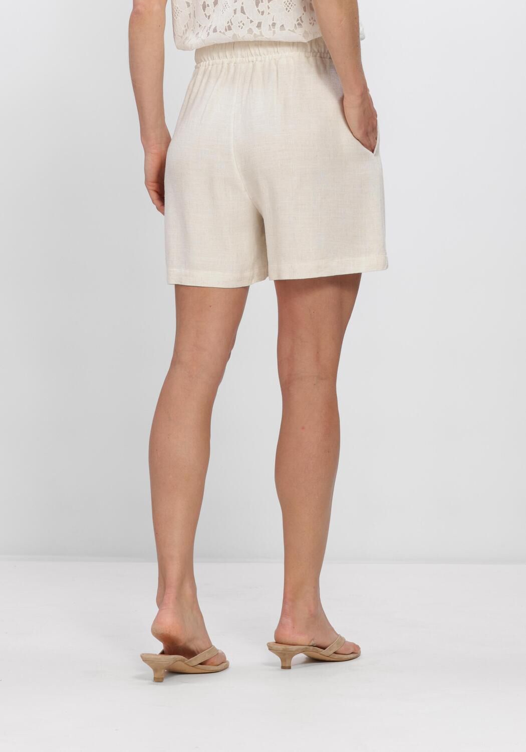Beige OBJECT Korte broek OBJSANNE HW WIDE SHORTS - large