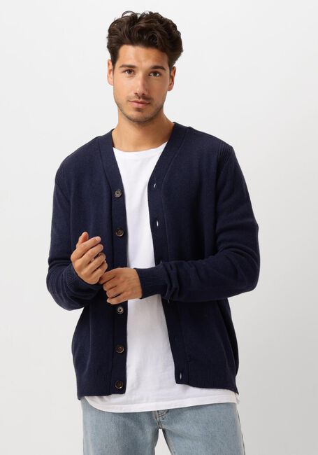 ANERKJENDT Gilet AKSVEND LAMBSWOOL CARDIGAN Bleu foncé - large