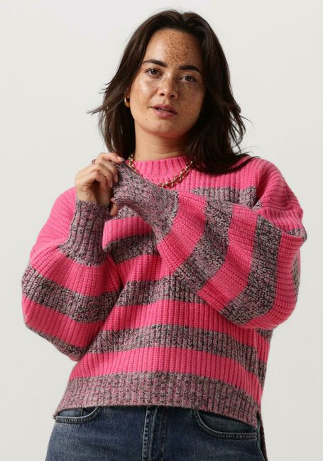 CO'COUTURE Pull ROW MELANGE STRIPE KNIT en rose - large