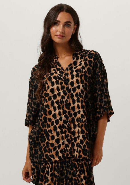 Bruine ALIX THE LABEL  LADIES WOVEN ANIMAL BLOUSE - large