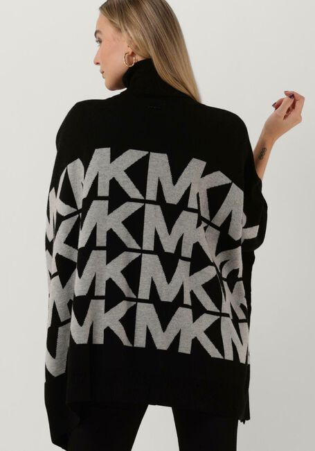 MICHAEL KORS Col roul&eacute; OVERSIZE MK LOGO PONCHO en noir - large