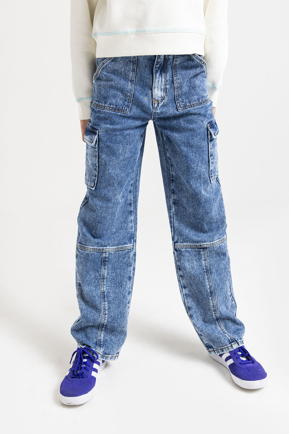 VINGINO Wide jeans CATO CARGO en bleu - large