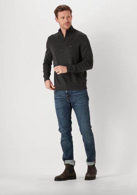 TOMMY HILFIGER Pull PIMA ORG CTN CASHMERE ZIP MOCK Gris foncé - large
