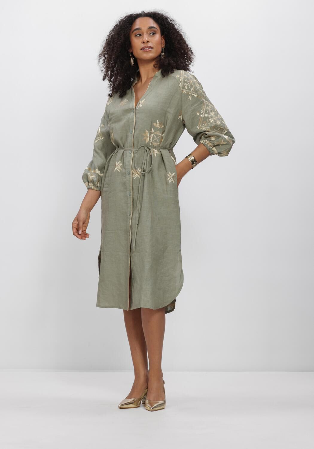 GREEK ARCHAIC KORI Robe midi S26K-2143242 en vert - large