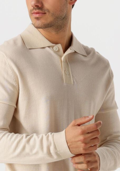 SELECTED HOMME Pull SLHTRAY LS KNIT MERINO POLO en beige - large