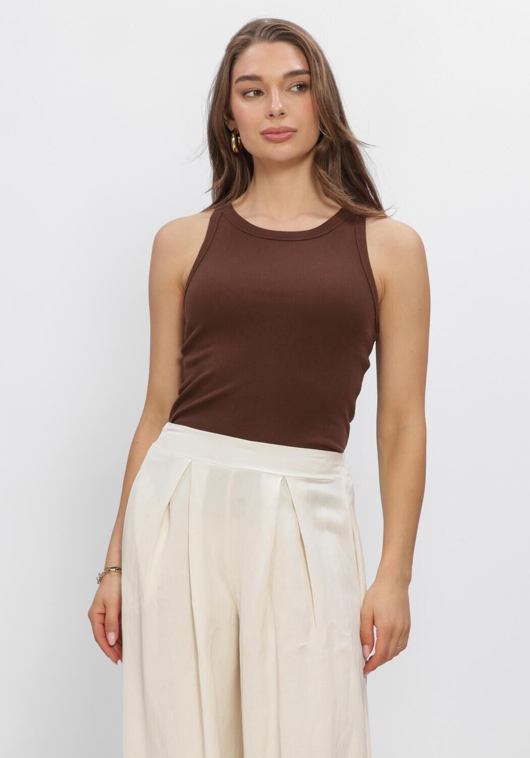 MINUS Haut MSMALUNA GOTS RIB TOP en marron - large