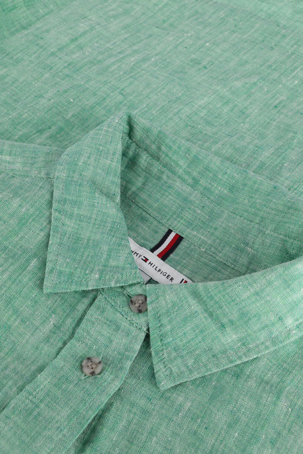 Groene TOMMY HILFIGER  LINEN N RELAXED LONG SHIRT - large