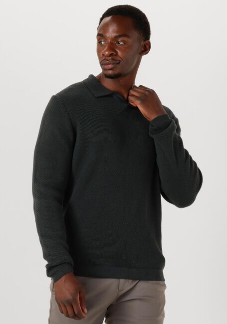 Zwarte DSTREZZED Trui KOSTAS LONGSLEEVE POLO - large