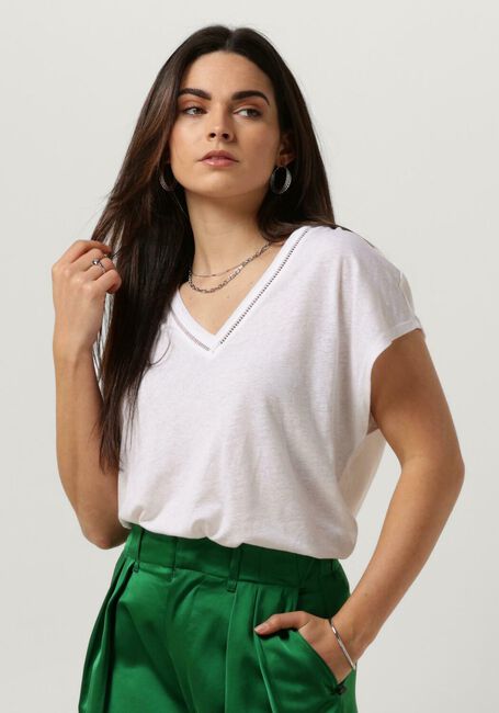 SCOTCH & SODA Haut V-NECK LADDER DETAIL LOOSE FIT T-SHIRT en blanc - large