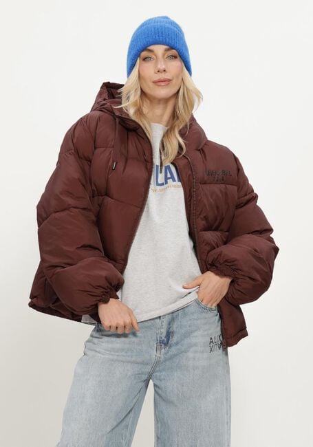 ALIX THE LABEL Veste matelass&eacute; LADIES WOVEN PUFFER COAT en marron - large