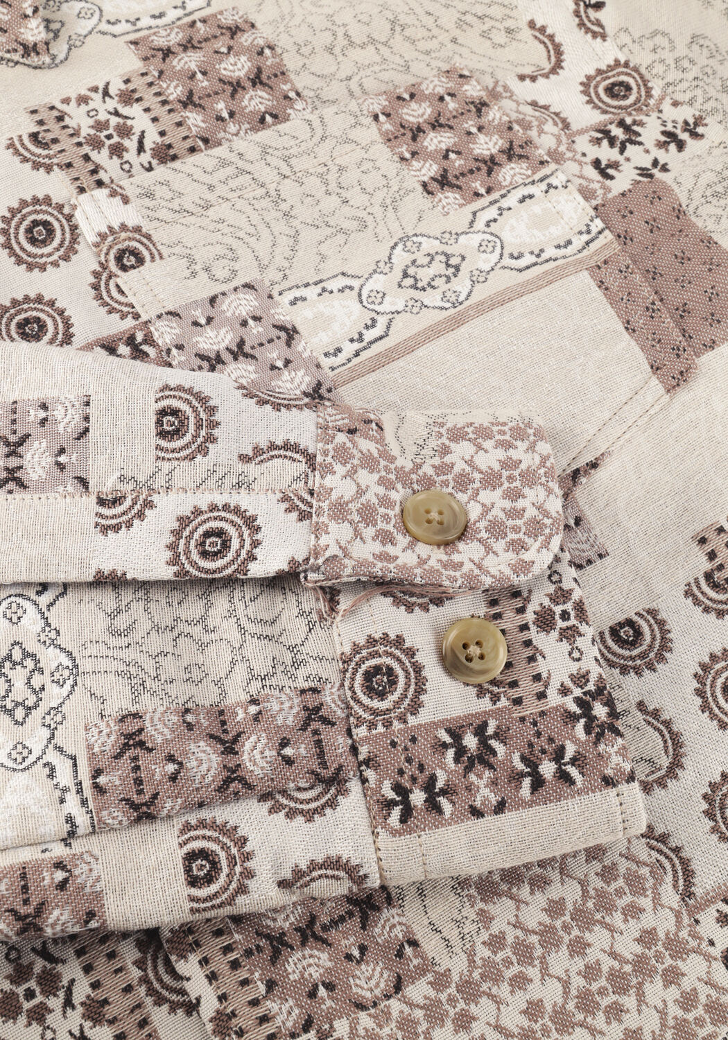 Beige LES DEUX Overshirt LAYTON PATCHWORK JACQUARD OVERSHIRT - large