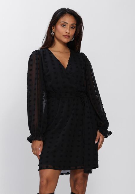 Zwarte Y.A.S. Jurken YASDOTTIE LS WRAP DRESS - large