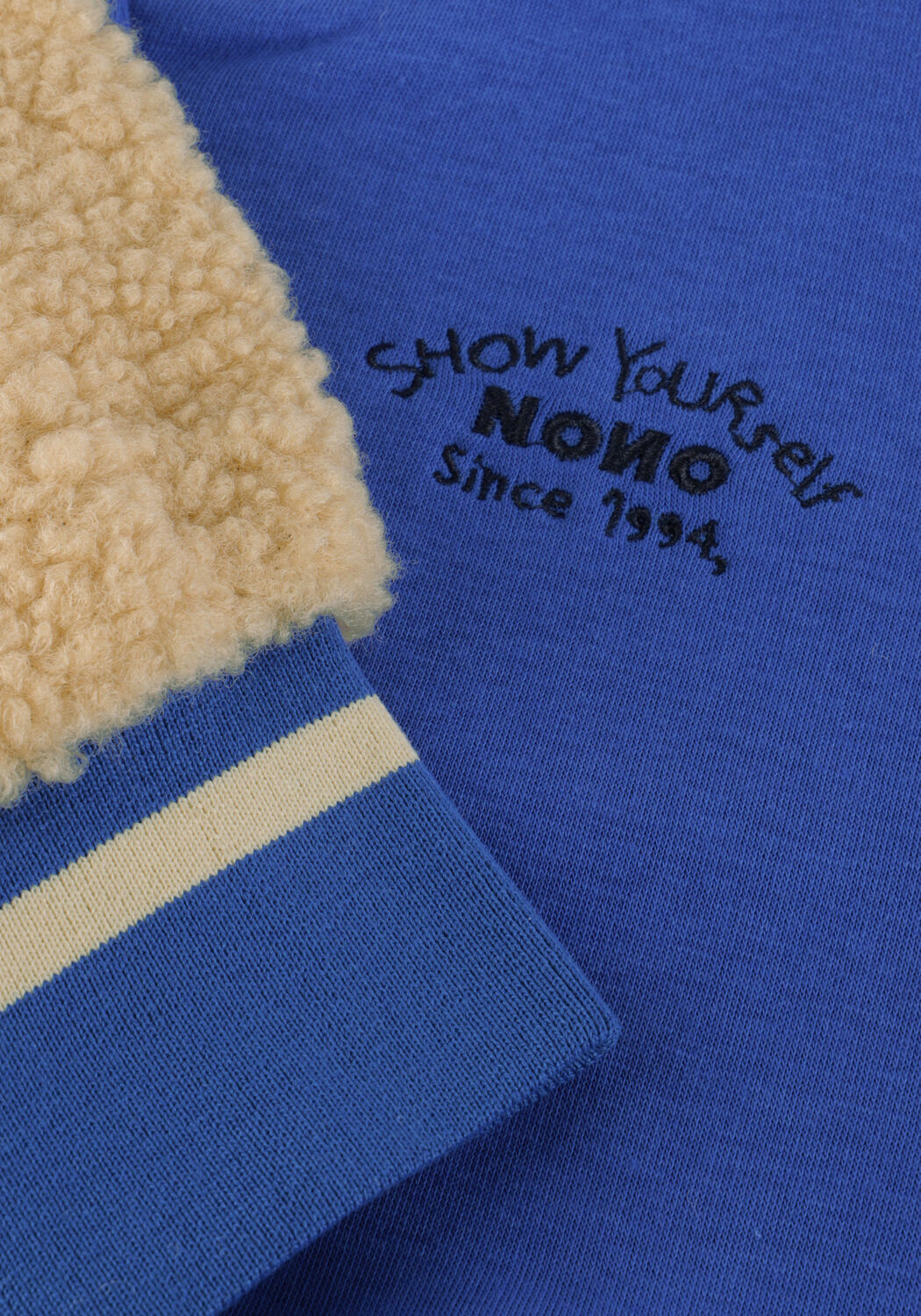 NONO Manteau Teddy DARSY FURRY VARSITY JACKET en bleu - large