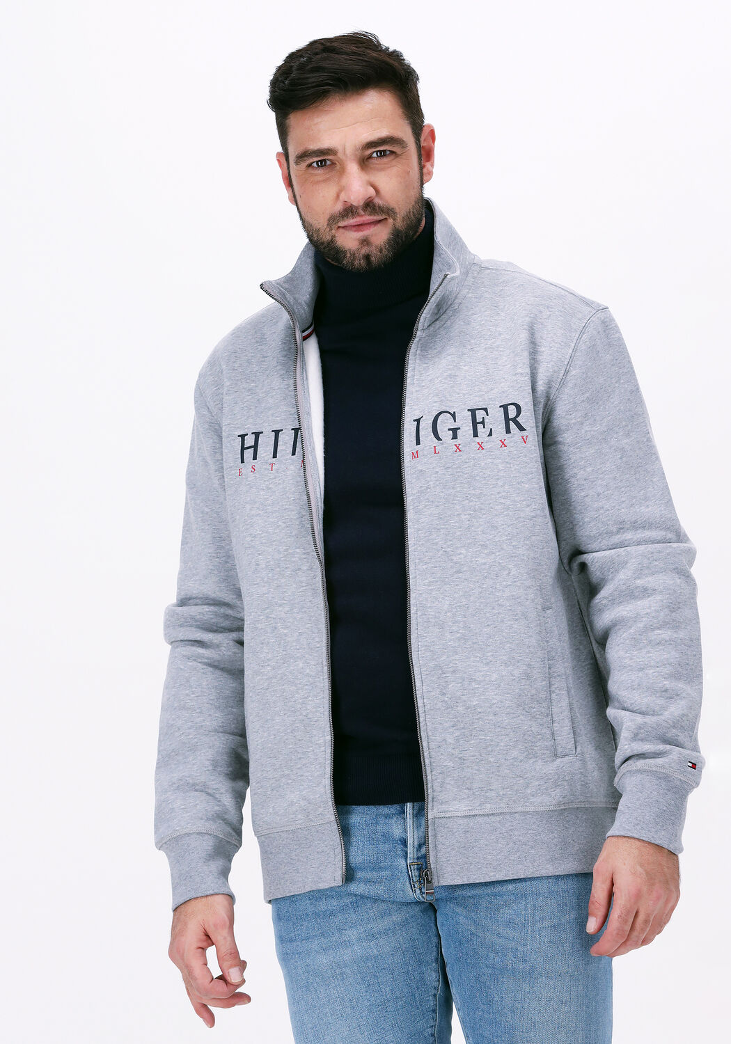 TOMMY HILFIGER Gilet HILFIGER LOGO ZIP THROUGH Gris clair Omoda