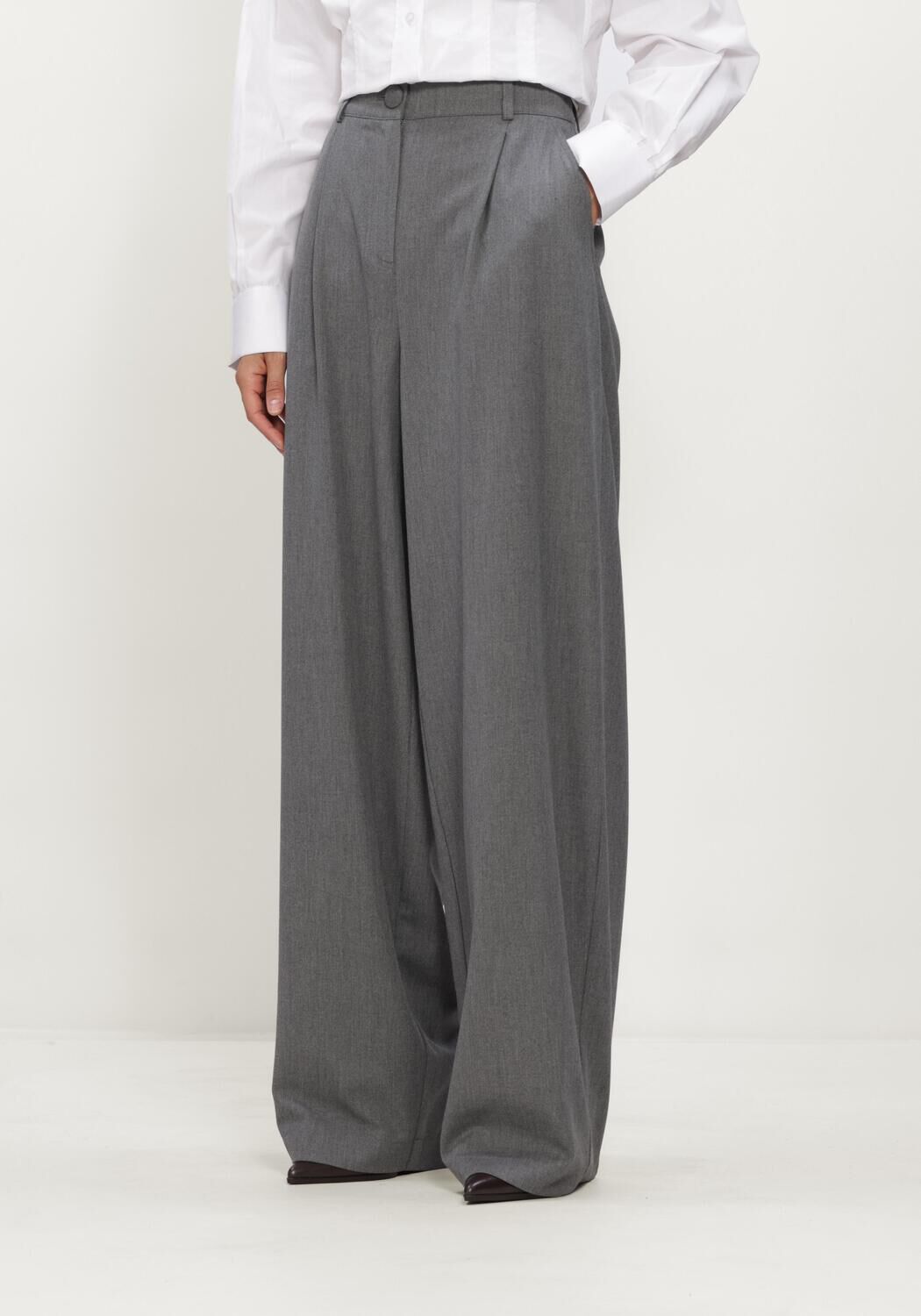 Grijze JANICE Broeken/jumpsuits BROEK RECHTE WIJDE PIJP - large