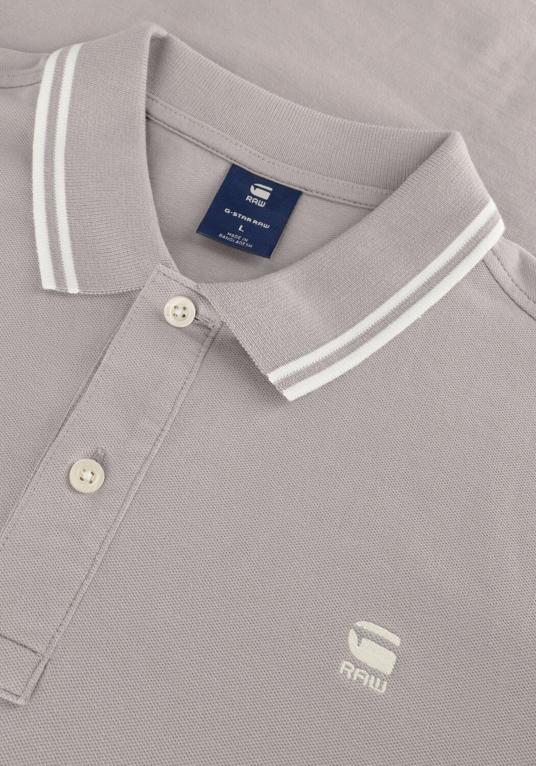 Lichtgrijze G-STAR RAW Polo DUNDA SLIM STRIPE POLO S/S - large