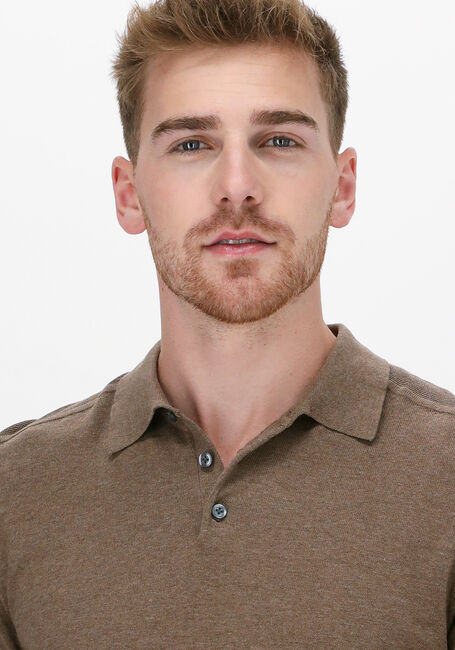 Taupe SELECTED MEN Polo SLHBERG LS KNIT POLO NECK B NO - large