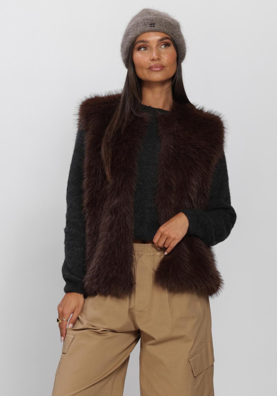 BY-BAR Gilet MONA FAUX FUR GILET en marron - large
