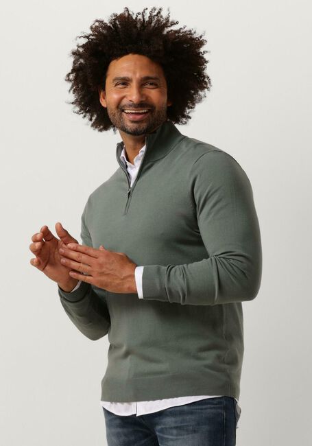 PROFUOMO Pull PULLOVER HALF ZIP en vert - large