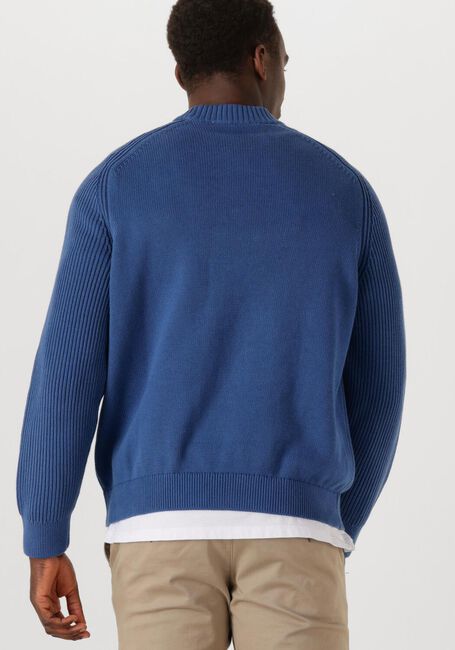 SELECTED MEN Pull SLHDERECK LS KNIT RELAXER RIB MOCK NECK en bleu - large