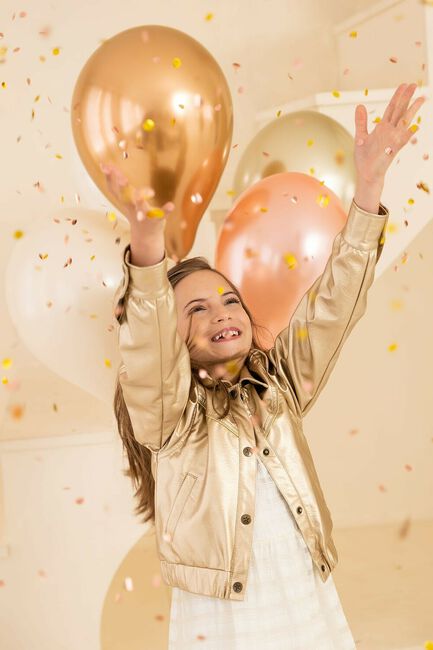 LIKE FLO Veste en cuir IMI LEATHER PUFFY JACKET en or - large