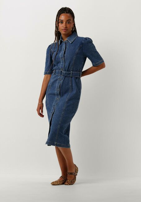 Blauwe OBJECT Midi jurk OBJCAROL DENIM DRESS - large